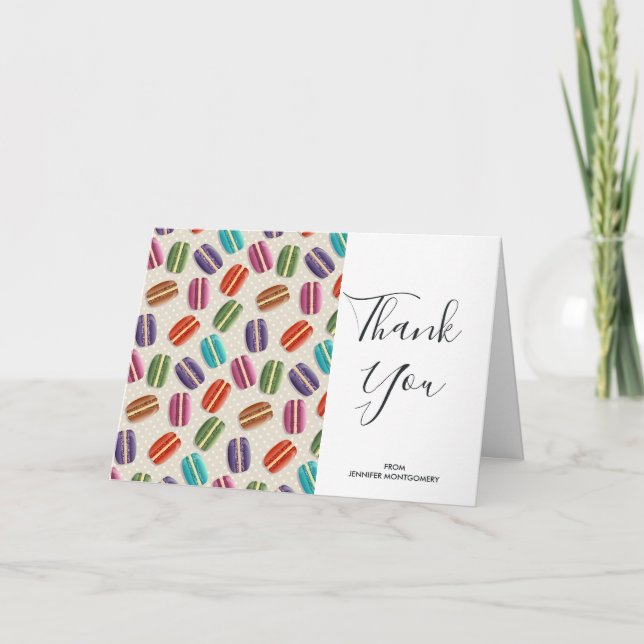 Carte Macarons Motifs Parisiens colorés Merci (Devant)