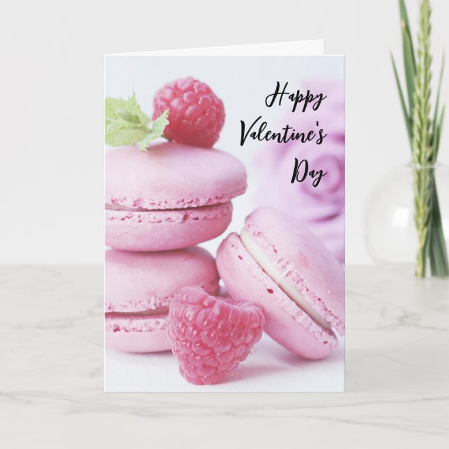 Carte Macarons roses et framboises rouges pour la Saint- (Devant)