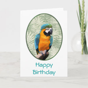 Carte Macaw bleu & or avec Arrière - plan Jungle