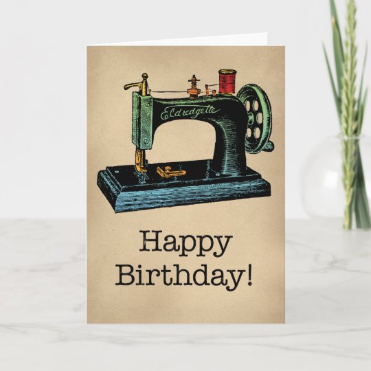 Carte Machine A Coudre Vintage De Joyeux Anniversaire Zazzle Fr