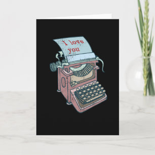 Carte Machine à écrire Je t'aime Rétro Vintage Écrivains