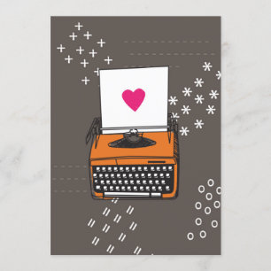 Carte machine à écrire vintage - Coeur