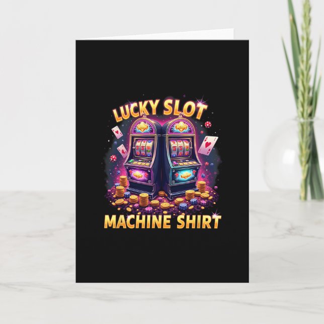 Carte Machine à sous chanceuse pour amateurs de jeux de  (Devant)