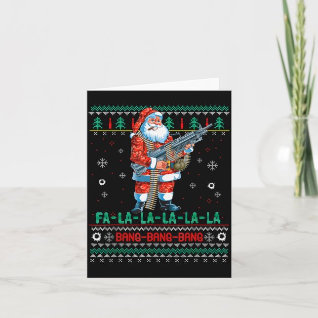 Carte Machine Santa Claus Gun Lover Ugly Christmas Sweat (Devant)