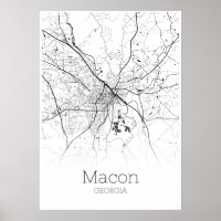 Carte Macon - Géorgie - Carte de la ville Poster