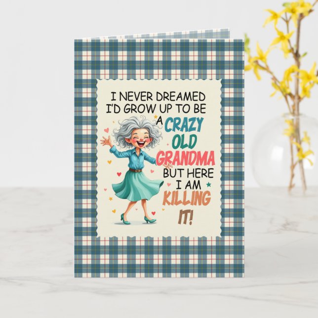 Carte MacRae Conchra Tartan Grandma Humorous  Birthday (Fleur jaune)