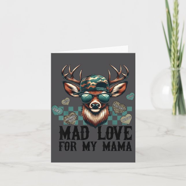 Carte Mad Love For My Mama Deer Head Valentines Day Hunt (Devant)