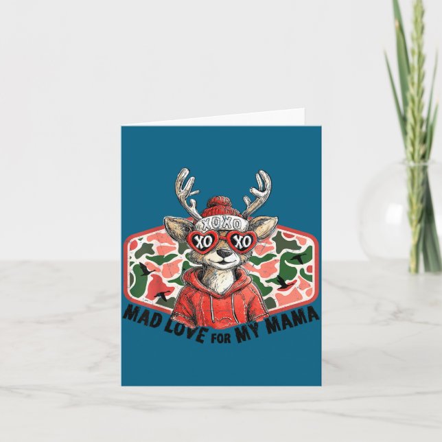 Carte Mad Retro Love For My Mama Camo Deer Hunting Valen (Devant)