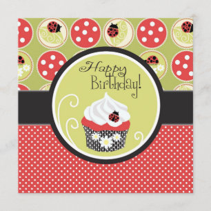 Carte Madame Bug et anniversaire de petit gâteau