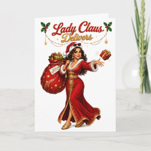 Carte Madame Claus livre des cadeaux de Noël