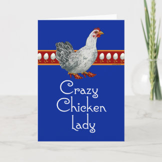 Carte Madame folle de poulet (bleu)