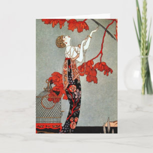 Carte Madame rouge, design Art déco