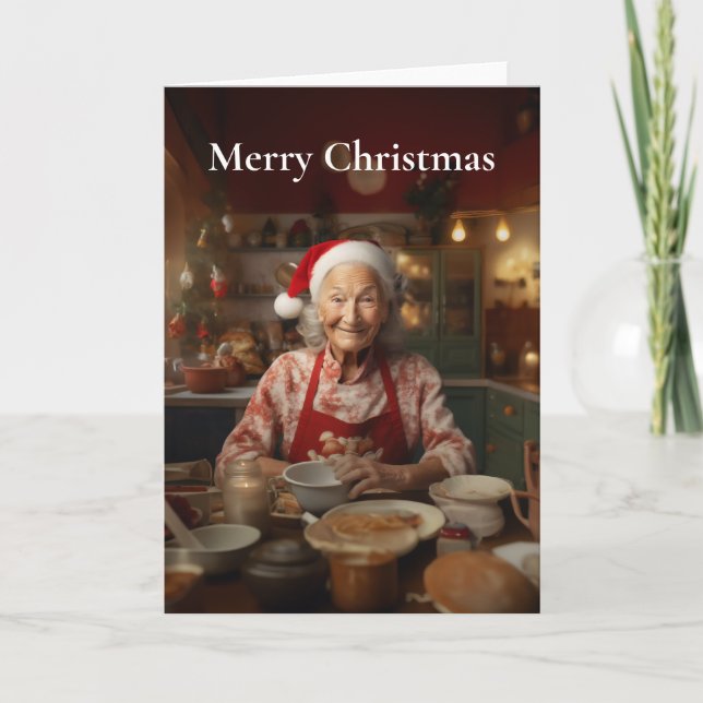 Carte Madame Santa prépare un gâteau (Devant)