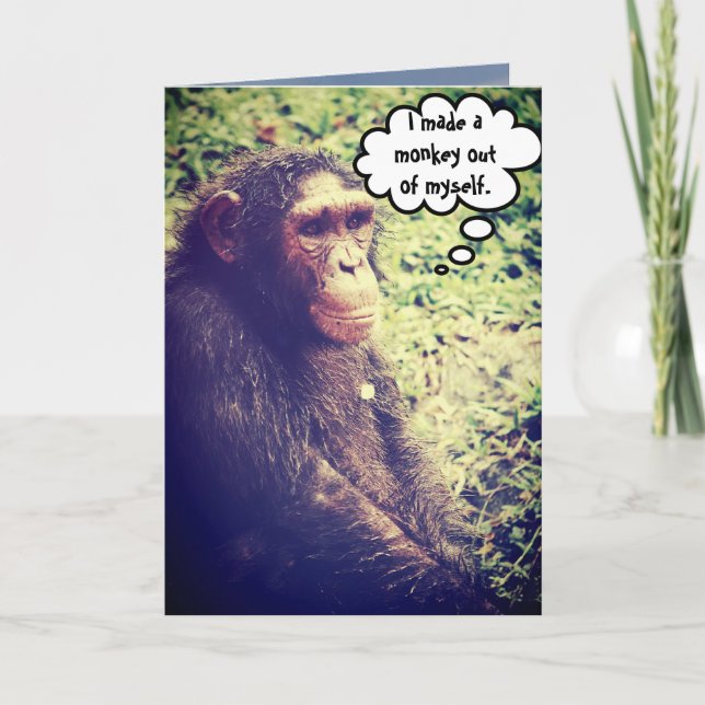 Carte Made Monkey Out of My Funny Apologie Customisée (Devant)