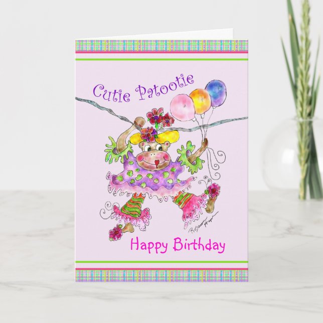 Carte Madeleine the Circus Monkey Birthday Card (Devant)