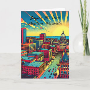 Carte Madison, Wisconsin City Skyline au Sunset
