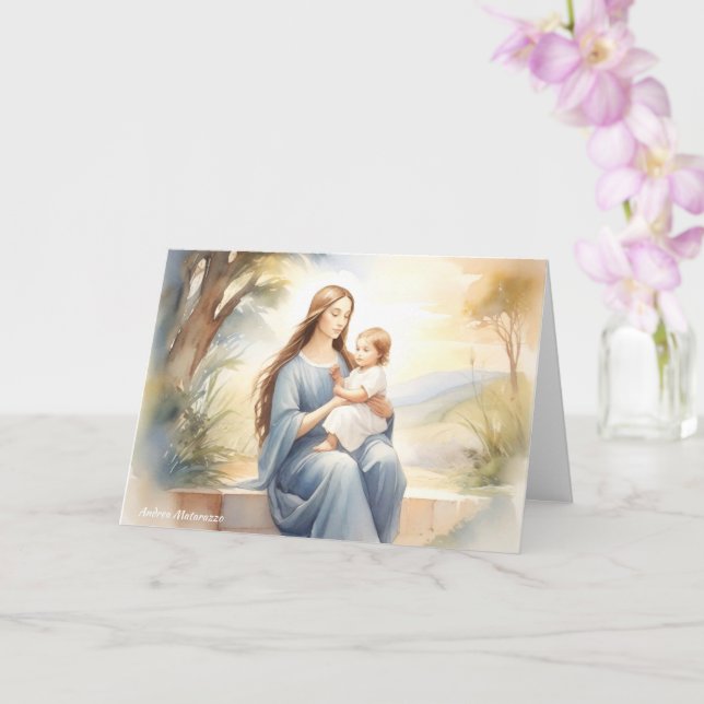 Carte Madonna avec l'enfant Jésus (Orchidée)