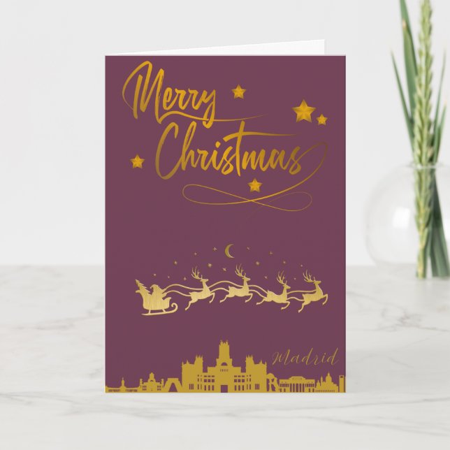 Carte Madrid Skyline Joyeux Noël (Devant)