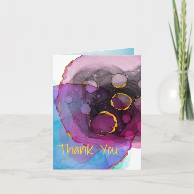 Carte Magenta Bleu et Or Merci, Adresse au Dos (Devant)