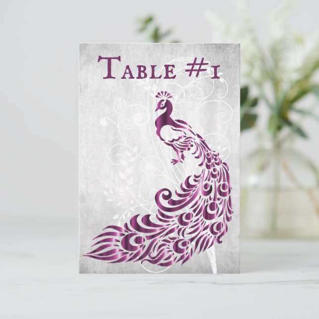 Carte Magenta Peacock Leaf Vin Table (Debout devant)
