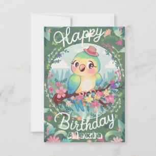 Carte Magic jolie perroquet numérique Anniversaire