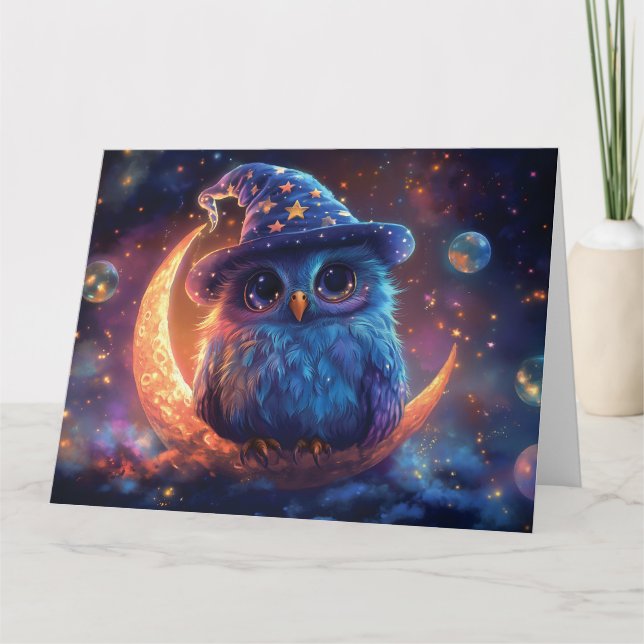 Carte Magic Owl Wizard on the Moon : Magical Imaginaire  (Devant)