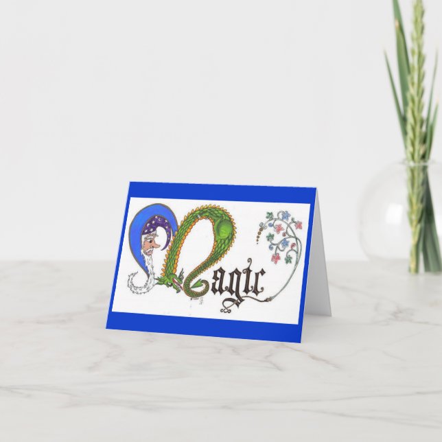 Carte Magic Wizard and Dragon Notecard (Devant)