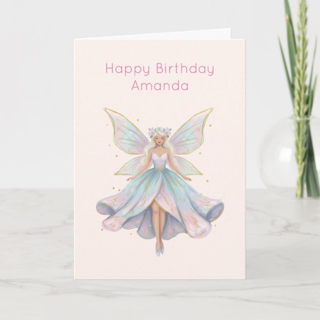 Carte Magical Angel Fairy Pastel Colors Birthday (Devant)