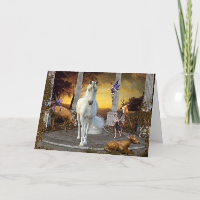 Carte Magical Fairy Unicorn Cerf Imaginaire note de bien (Devant)