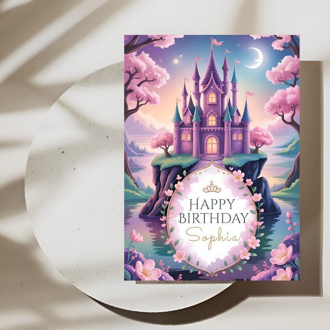 Carte Magical Pink Princess Castle Birthday (Créateur téléchargé)