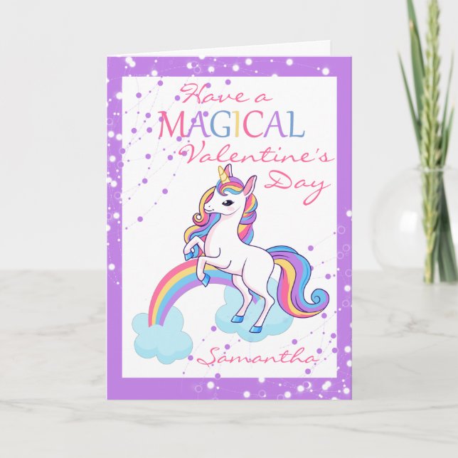 Carte Magical Unicorn violet Saint Valentin (Devant)