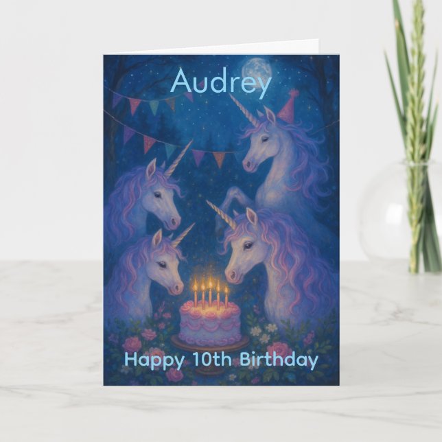 Carte Magical Unicorns Mystical Customizable Birthday (Devant)