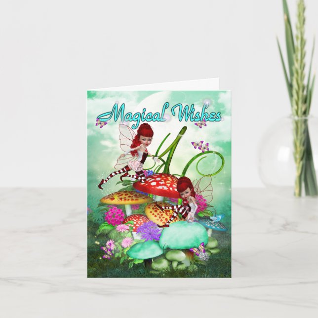 Carte Magical Wishes, playful fairies.. card (Devant)