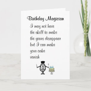 Carte Magicien d'anniversaire Un drôle de poème d'annive