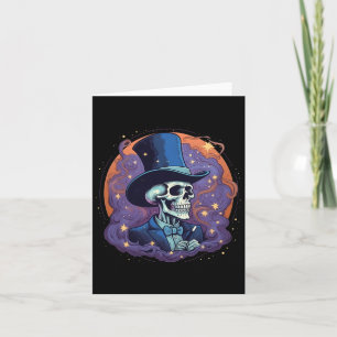 Carte Magicien Top Hat Stars Smoke Skull Halloween