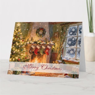 Carte Magie de cheminée de Noël cosy