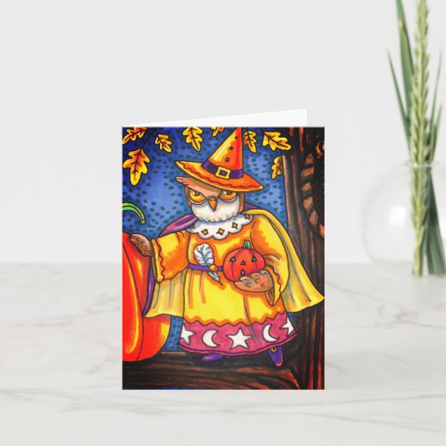 Carte MAGIE ET HURLEMENTS D'HALLOWEEN, Note de CHOUETTE  (Devant)