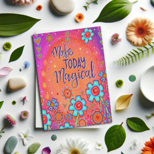 Carte Magique Anniversaire tendance Floral Moderne Femin