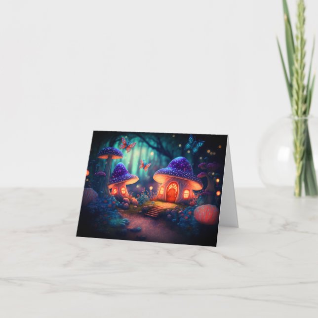 Carte Magique Fairy Garden Papillons Champignons Cottage (Devant)