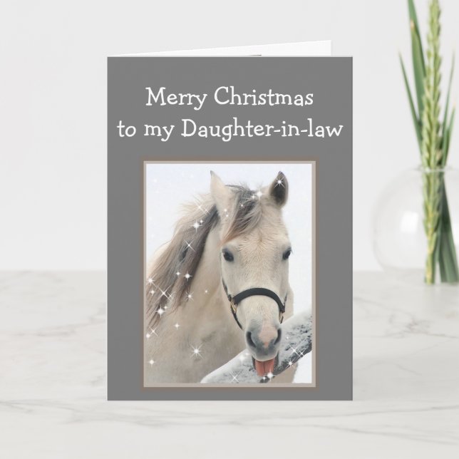 Carte Magique Noël Fille en beaux-fils Cheval (Devant)