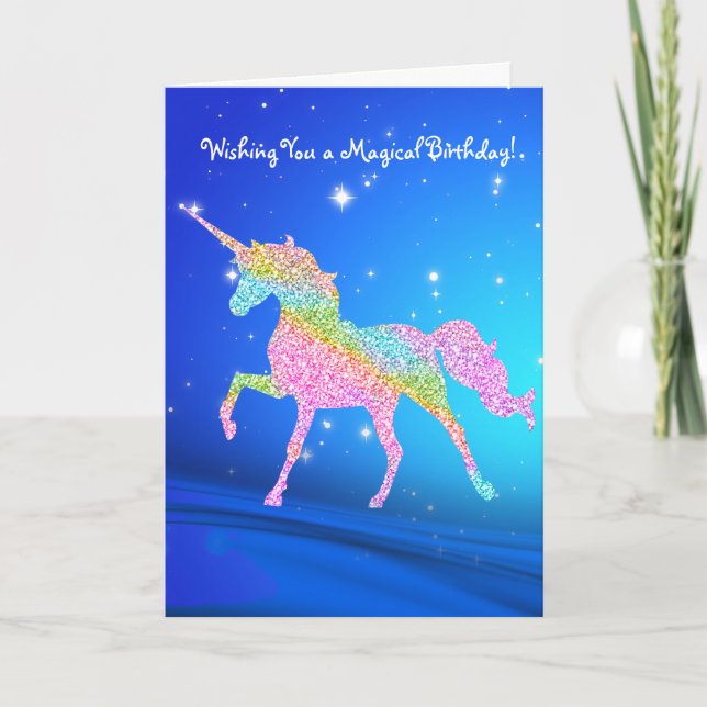 Carte Magique Pastel Rainbow Unicorn Anniversaire (Devant)