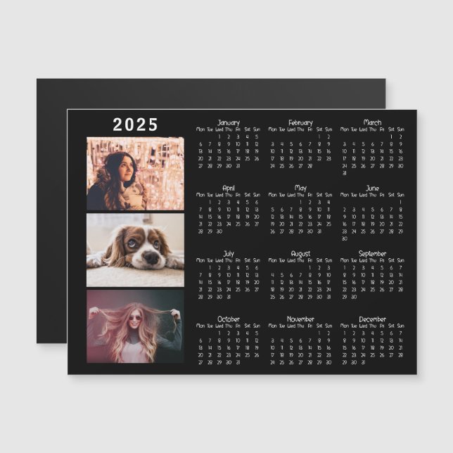 Carte Magnet de collection photo Calendrier 3 2025 (Devant / Derrière)