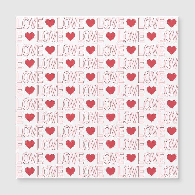 Carte Magnétique à Motif d'Amour - Contour Rouge (Devant)
