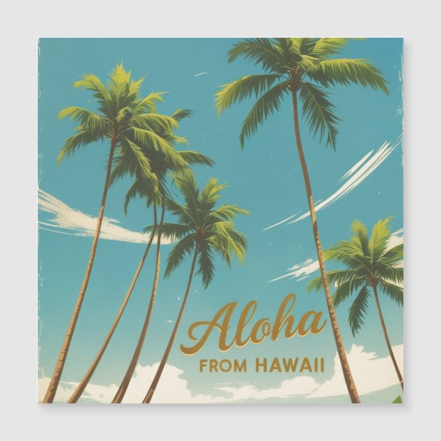 Carte magnétique Aloha Hawaii de voyage de style v (Devant)