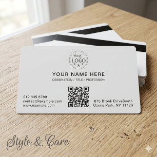 Carte Magnétique Blanche Minimaliste avec Vos Info