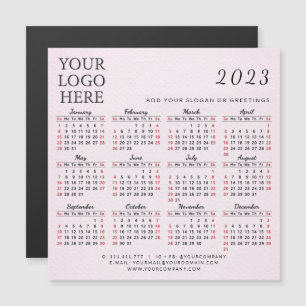 Carte magnétique Blush Pink 2023 Calendrier Profes