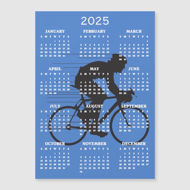 Carte magnétique Calendrier Cycling Design 2025 (Devant)