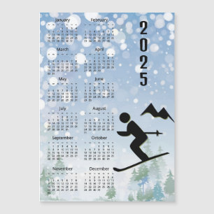Carte magnétique Calendrier Skiing Design 2025