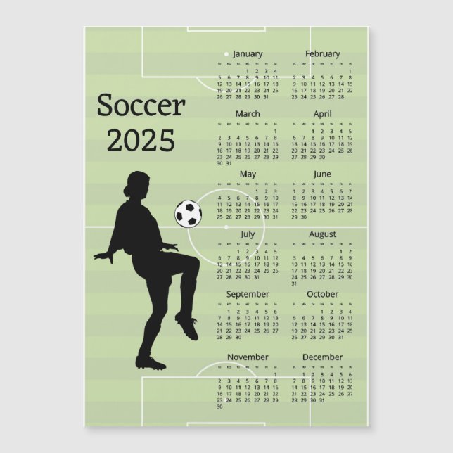 Carte magnétique Calendrier Soccer 2025 (Devant)