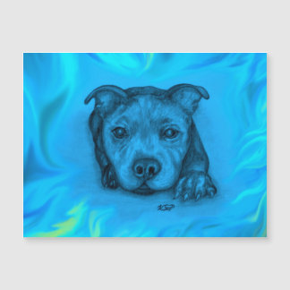 Carte magnétique chiot Staffy bleu